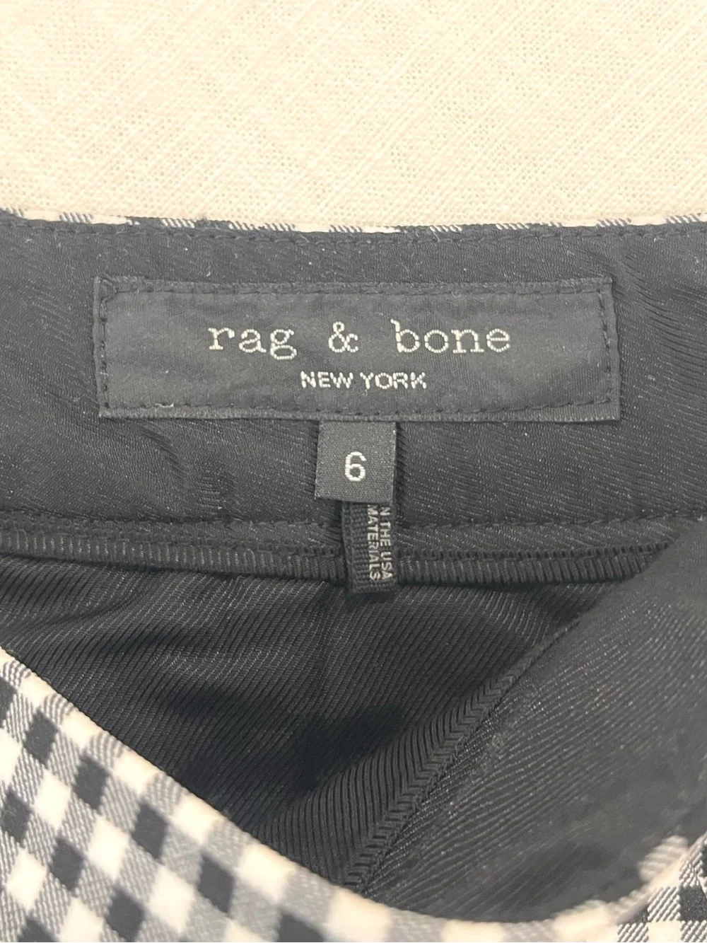 Rag & Bone Black & White Gingham Check Pants Size 6